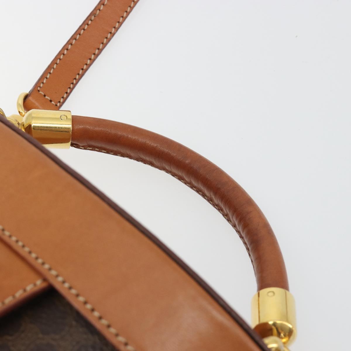 CELINE Macadam Vanity Hand Bag PVC Leather 2way Brown Gold Tone Auth 191738V