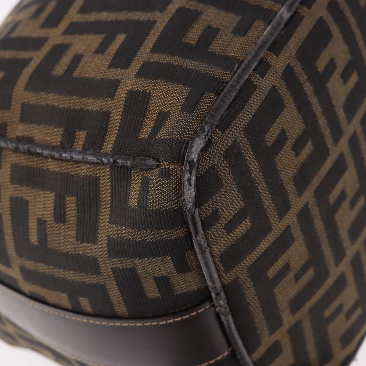 FENDI Zucca Canvas Vanity Hand Bag Brown Gold Auth 191739