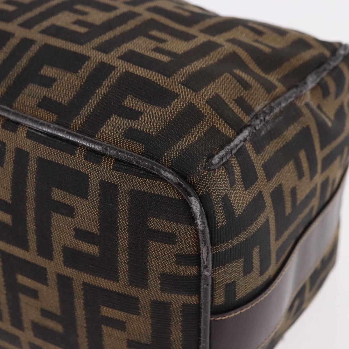 FENDI Zucca Canvas Vanity Hand Bag Brown Gold Auth 191739