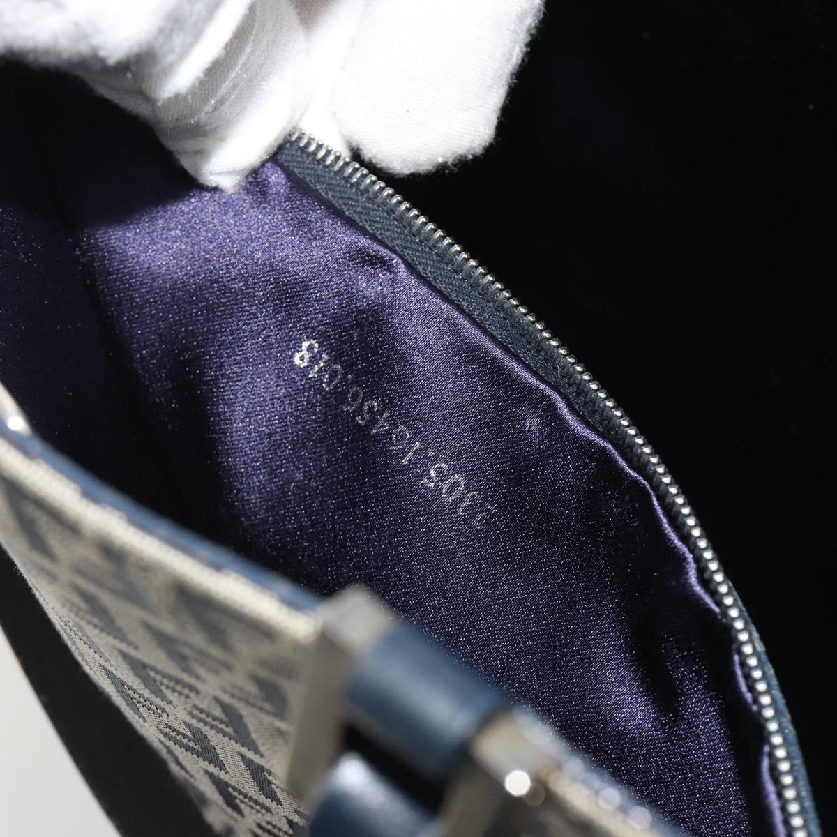 FENDI Zucchino Canvas Hand Bag Navy Silver Auth 191751V
