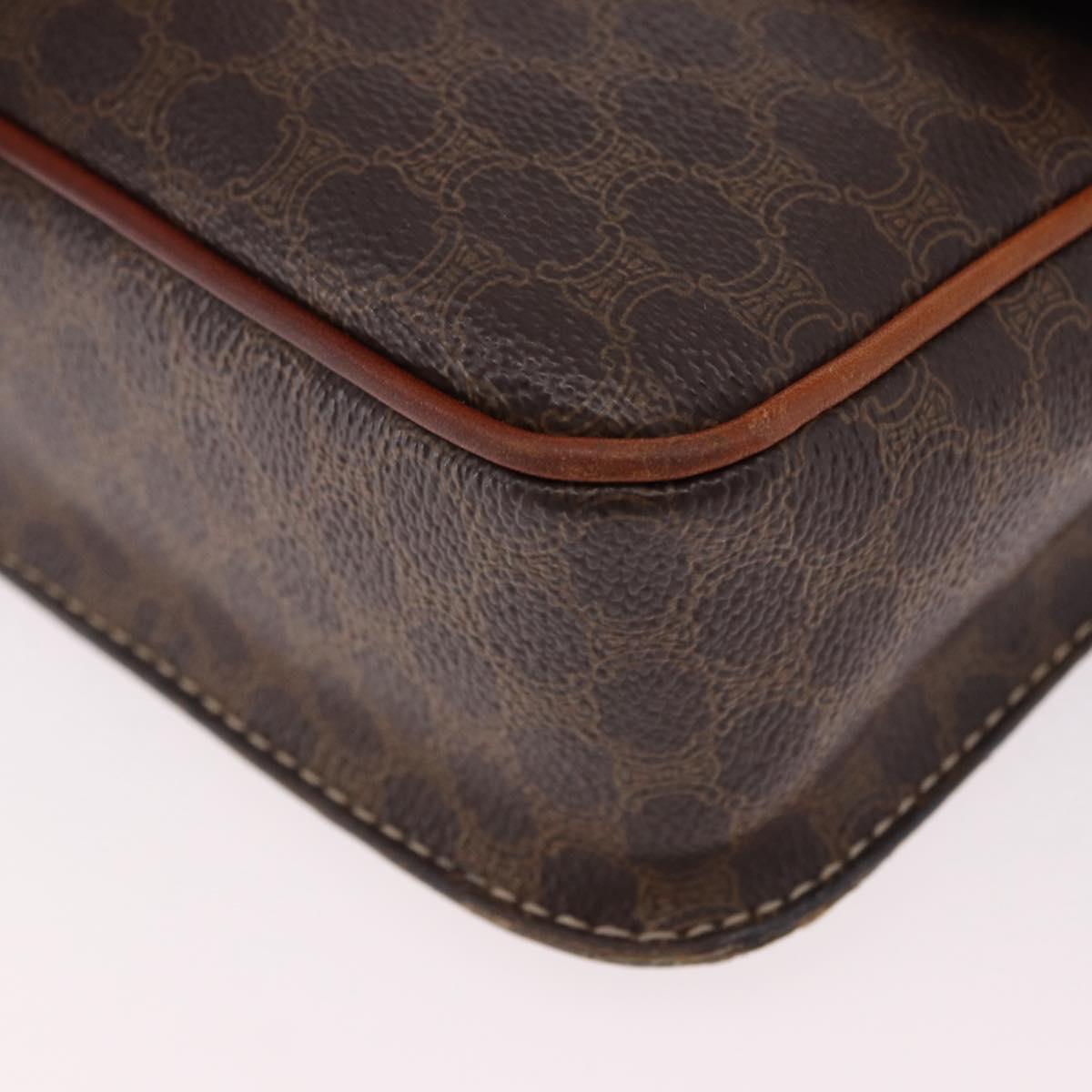 CELINE Macadam Circle Shoulder Bag PVC Brown Gold Tone Auth 191752