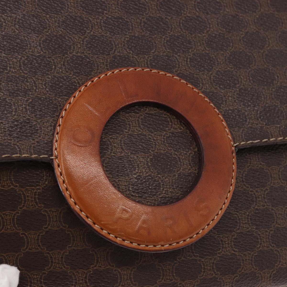 CELINE Macadam Circle Shoulder Bag PVC Brown Gold Tone Auth 191752