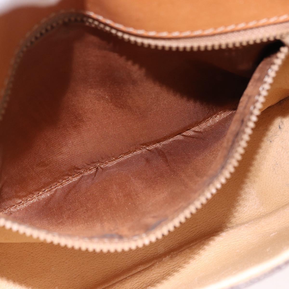 CELINE Macadam Circle Shoulder Bag PVC Brown Gold Tone Auth 191752