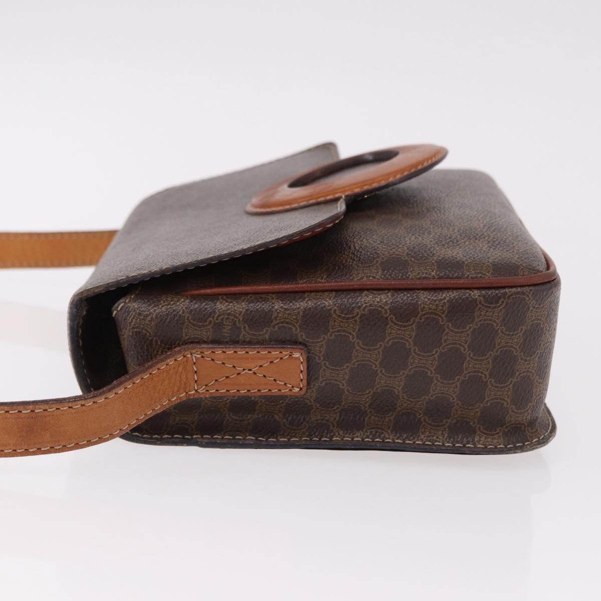 CELINE Macadam Circle Shoulder Bag PVC Brown Gold Tone Auth 191752