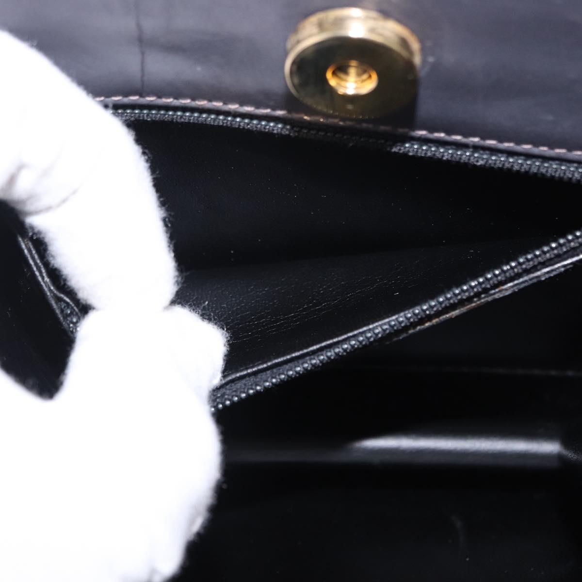 Salvatore Ferragamo Metal Hand Bag Leather Gray Gold Tone Auth 191753A