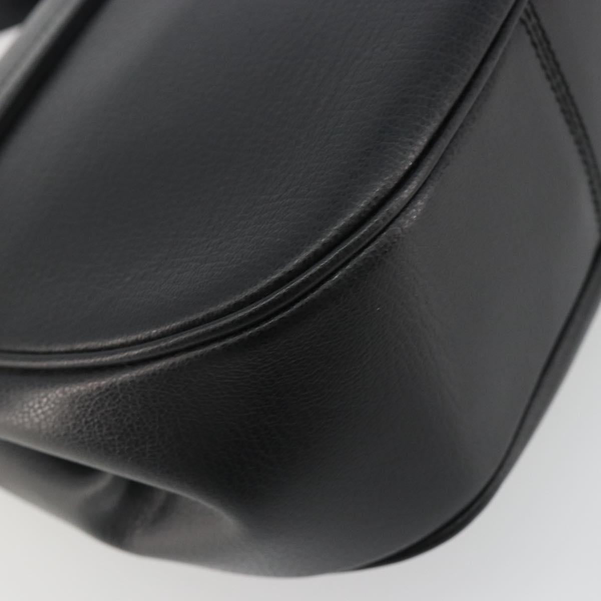 Salvatore Ferragamo Gancini Shoulder Bag Leather Black Gold Tone Auth 191754V