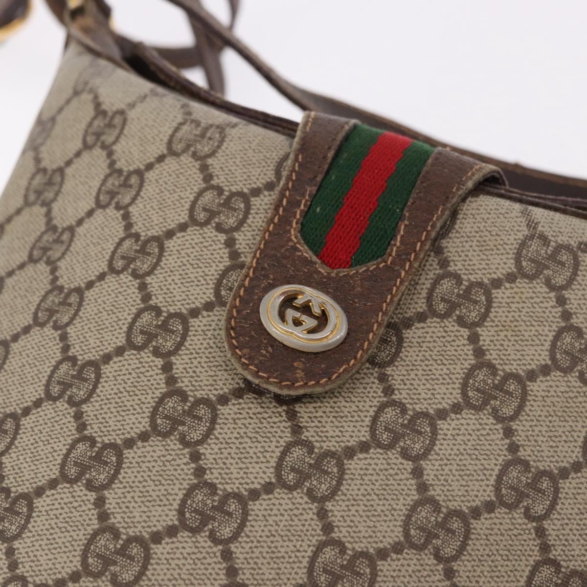 GUCCI GG Supreme Shoulder Bag PVC Leather Beige Gold Tone 904.02.081 Auth 191757