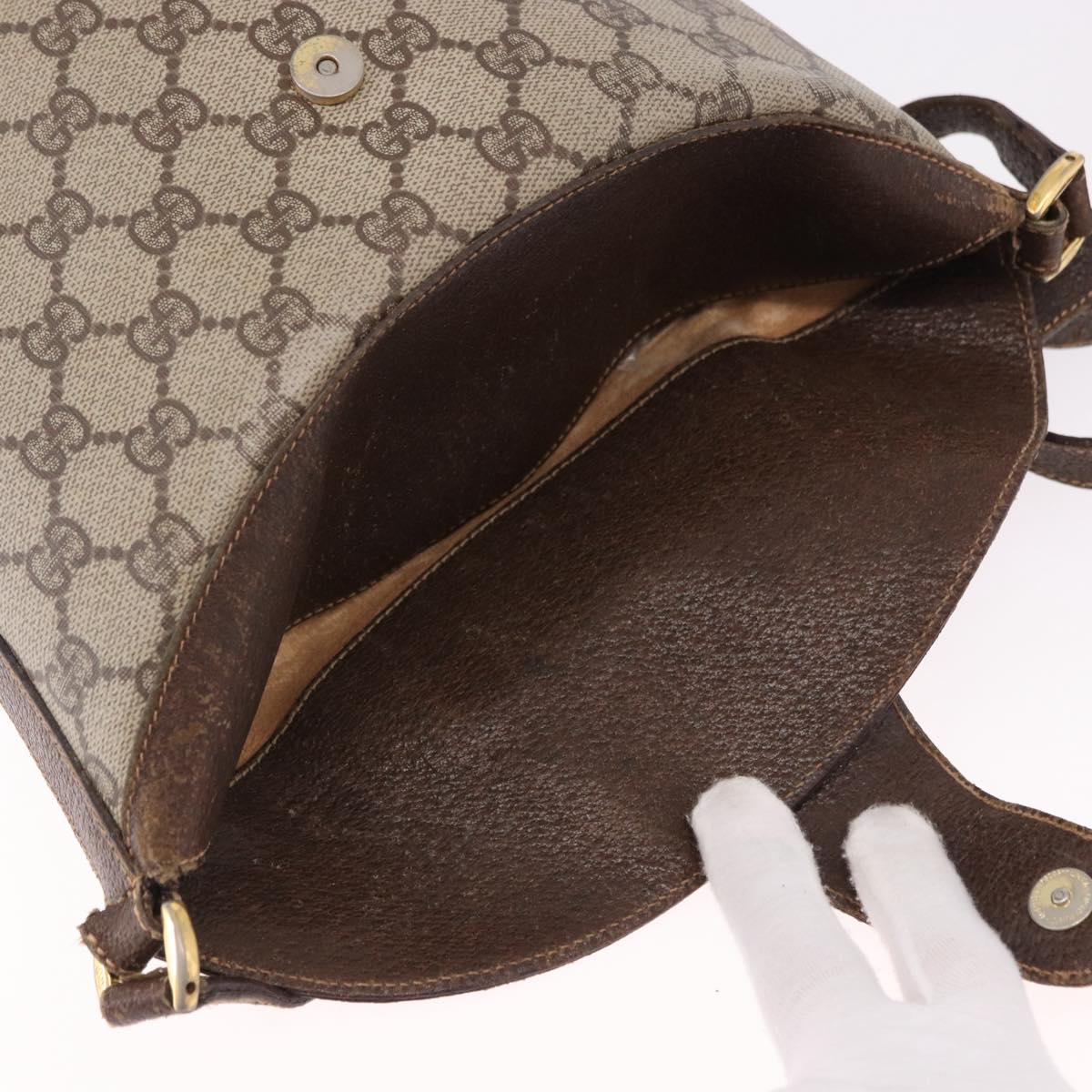 GUCCI GG Supreme Shoulder Bag PVC Leather Beige Gold Tone 904.02.081 Auth 191757