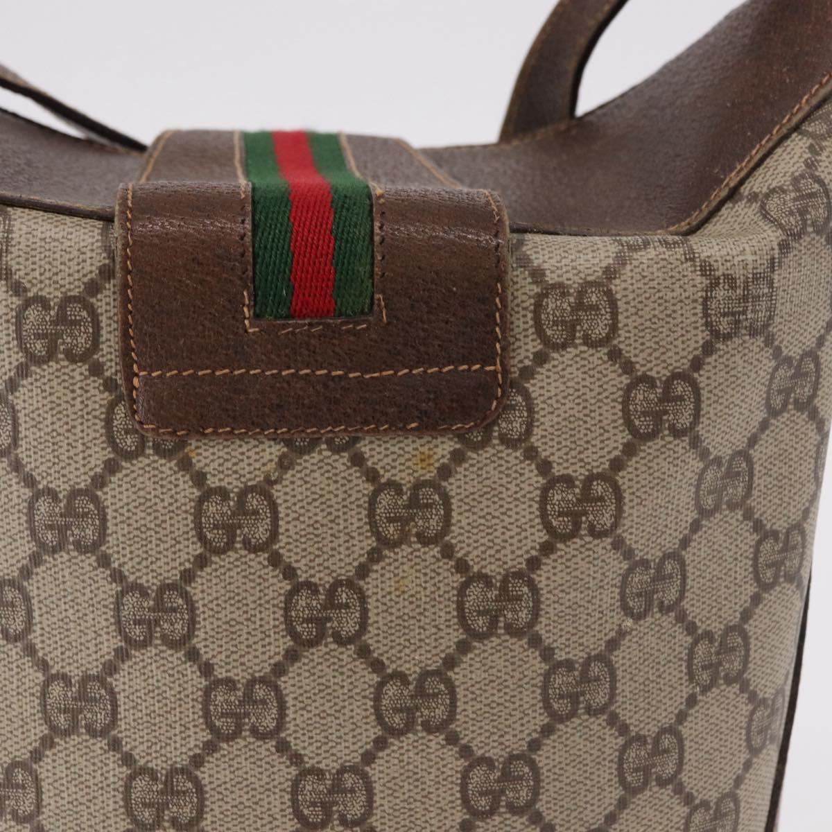 GUCCI GG Supreme Shoulder Bag PVC Leather Beige Gold Tone 904.02.081 Auth 191757