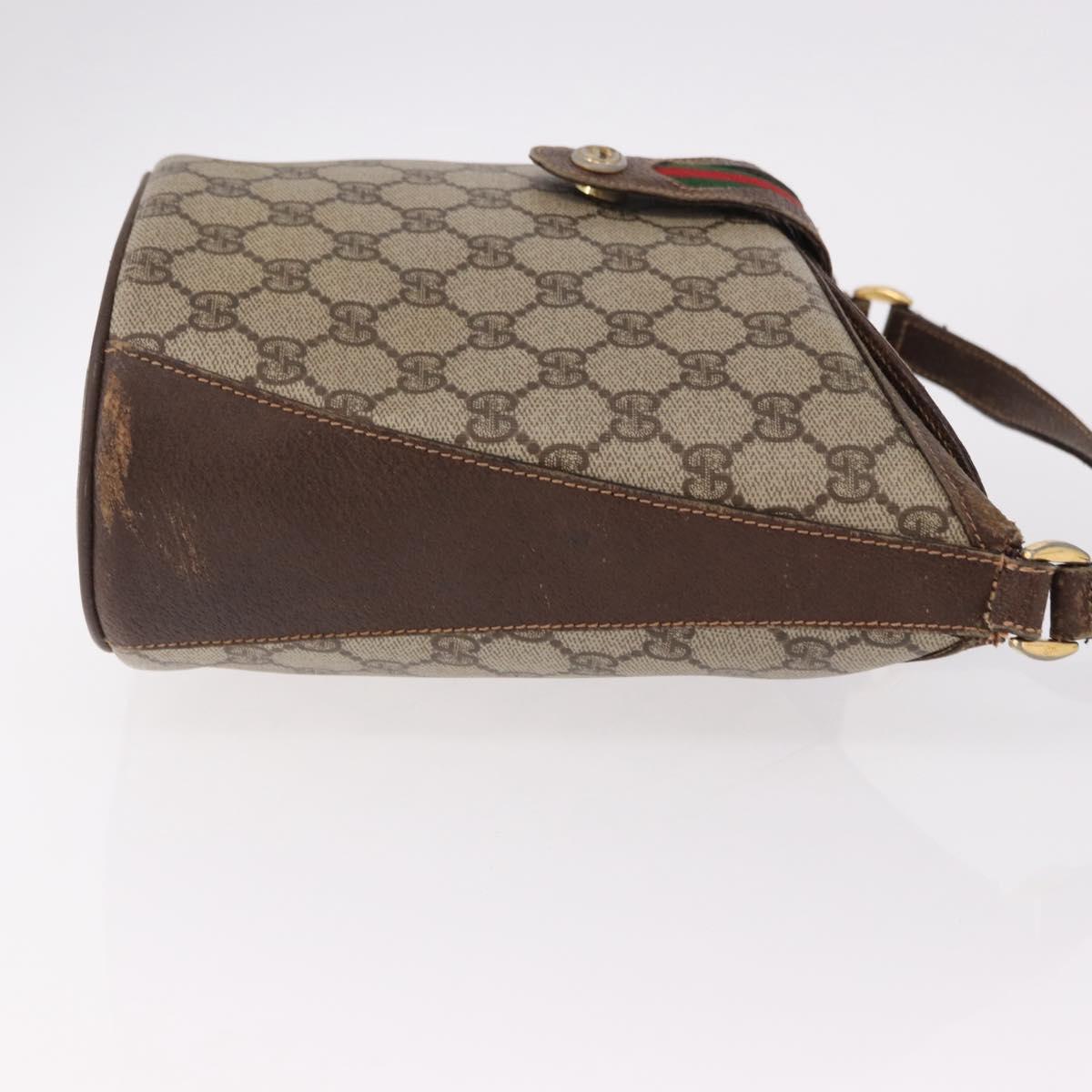 GUCCI GG Supreme Shoulder Bag PVC Leather Beige Gold Tone 904.02.081 Auth 191757