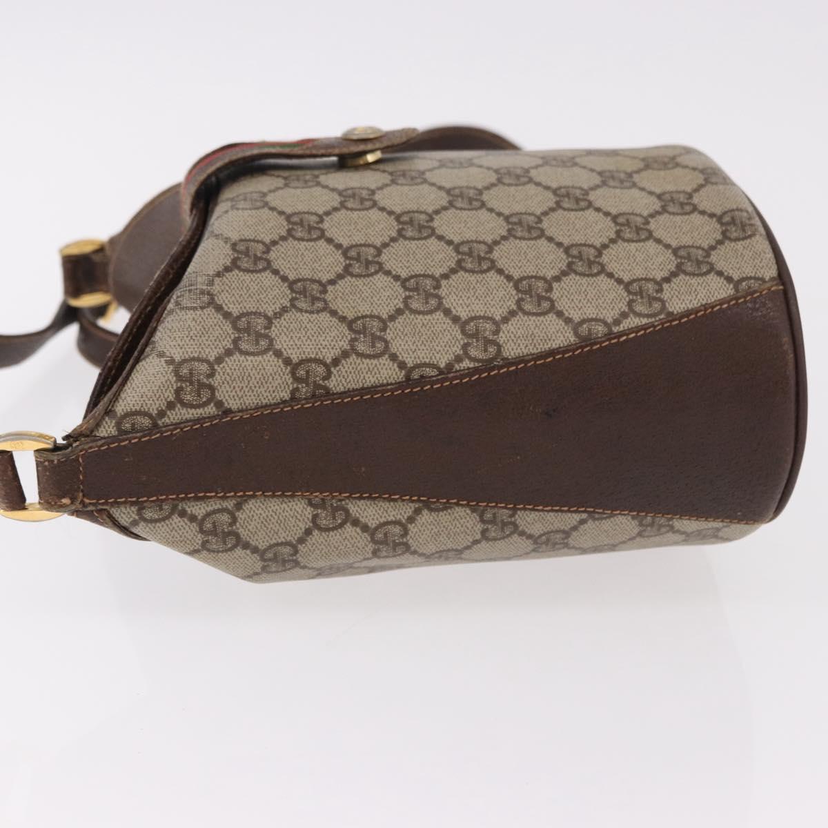 GUCCI GG Supreme Shoulder Bag PVC Leather Beige Gold Tone 904.02.081 Auth 191757