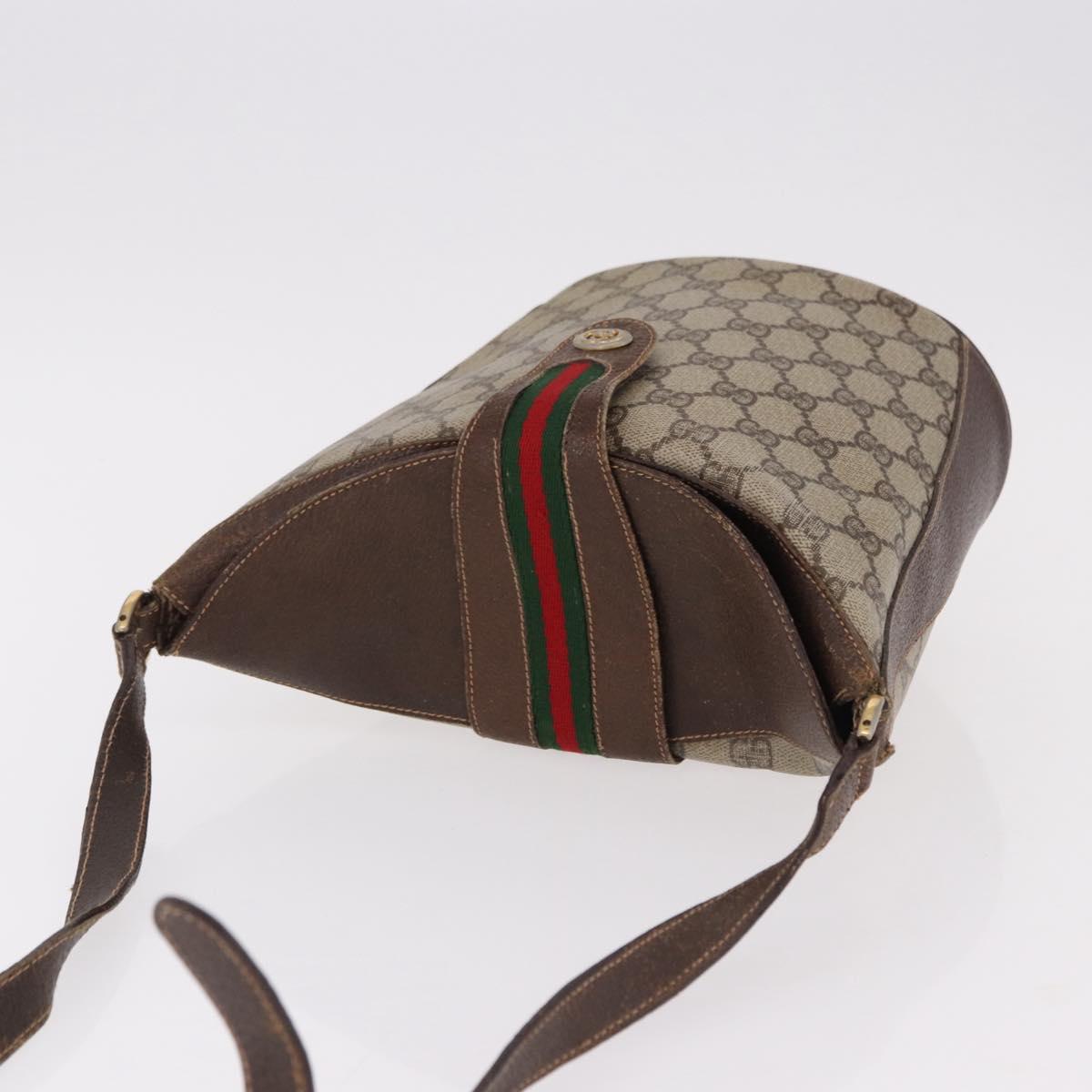 GUCCI GG Supreme Shoulder Bag PVC Leather Beige Gold Tone 904.02.081 Auth 191757