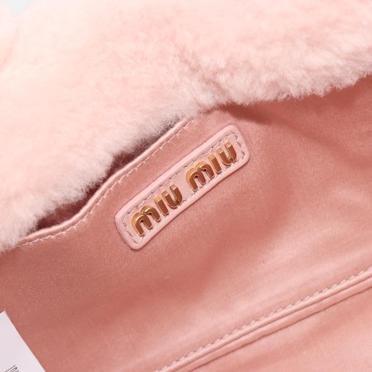 Miu Miu Hand Bag Fur 2way Pink Gold Tone Auth 191761SM