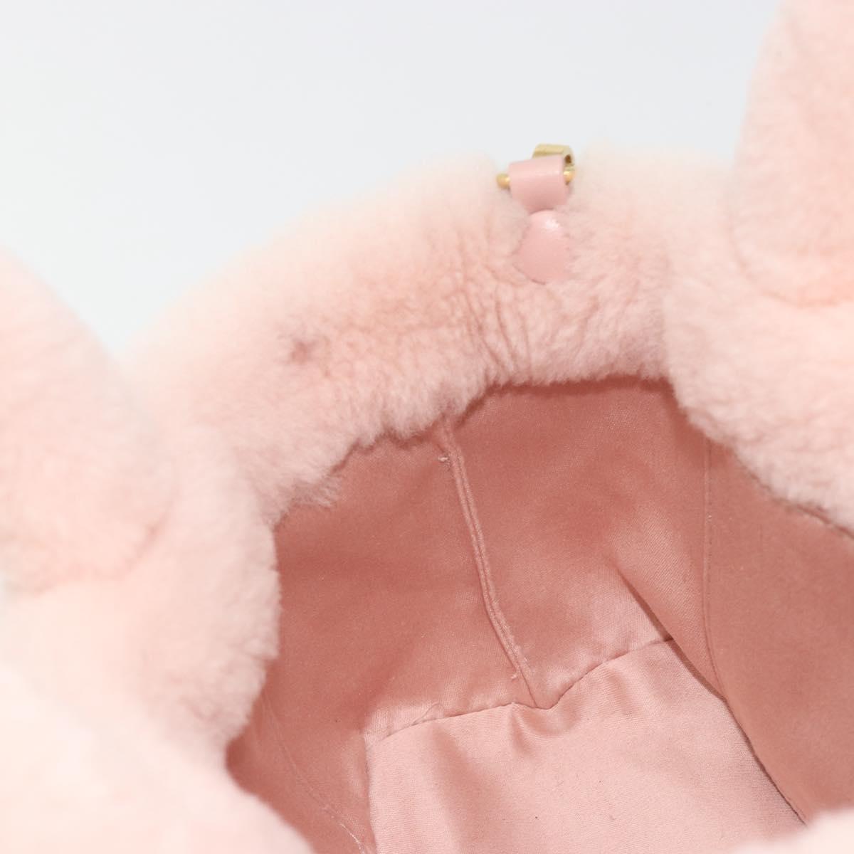Miu Miu Hand Bag Fur 2way Pink Gold Tone Auth 191761SM