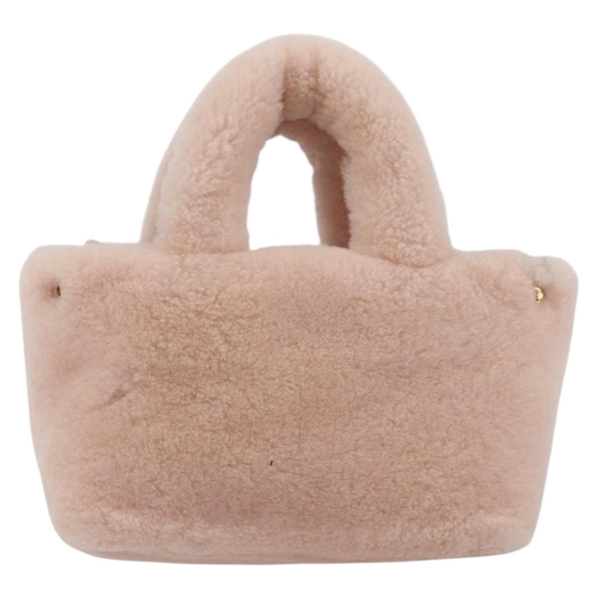 Miu Miu Hand Bag Fur 2way Pink Gold Tone Auth 191761SM