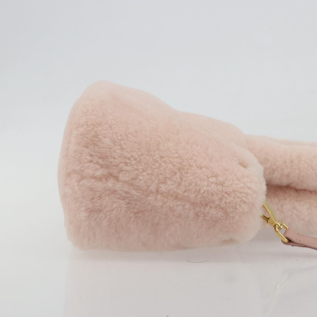 Miu Miu Hand Bag Fur 2way Pink Gold Tone Auth 191761SM