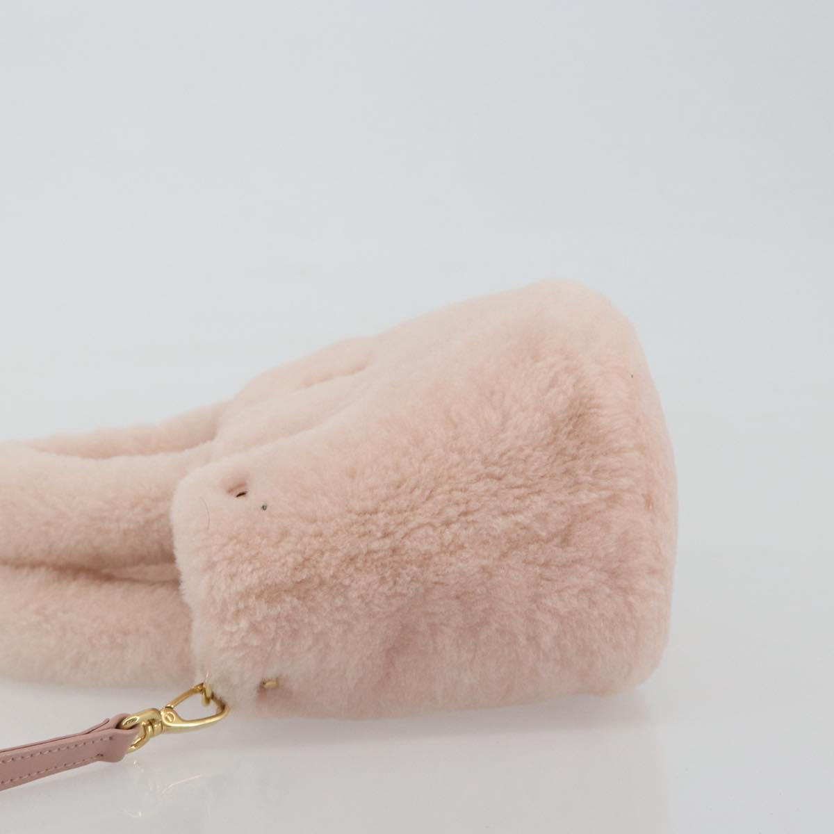Miu Miu Hand Bag Fur 2way Pink Gold Tone Auth 191761SM