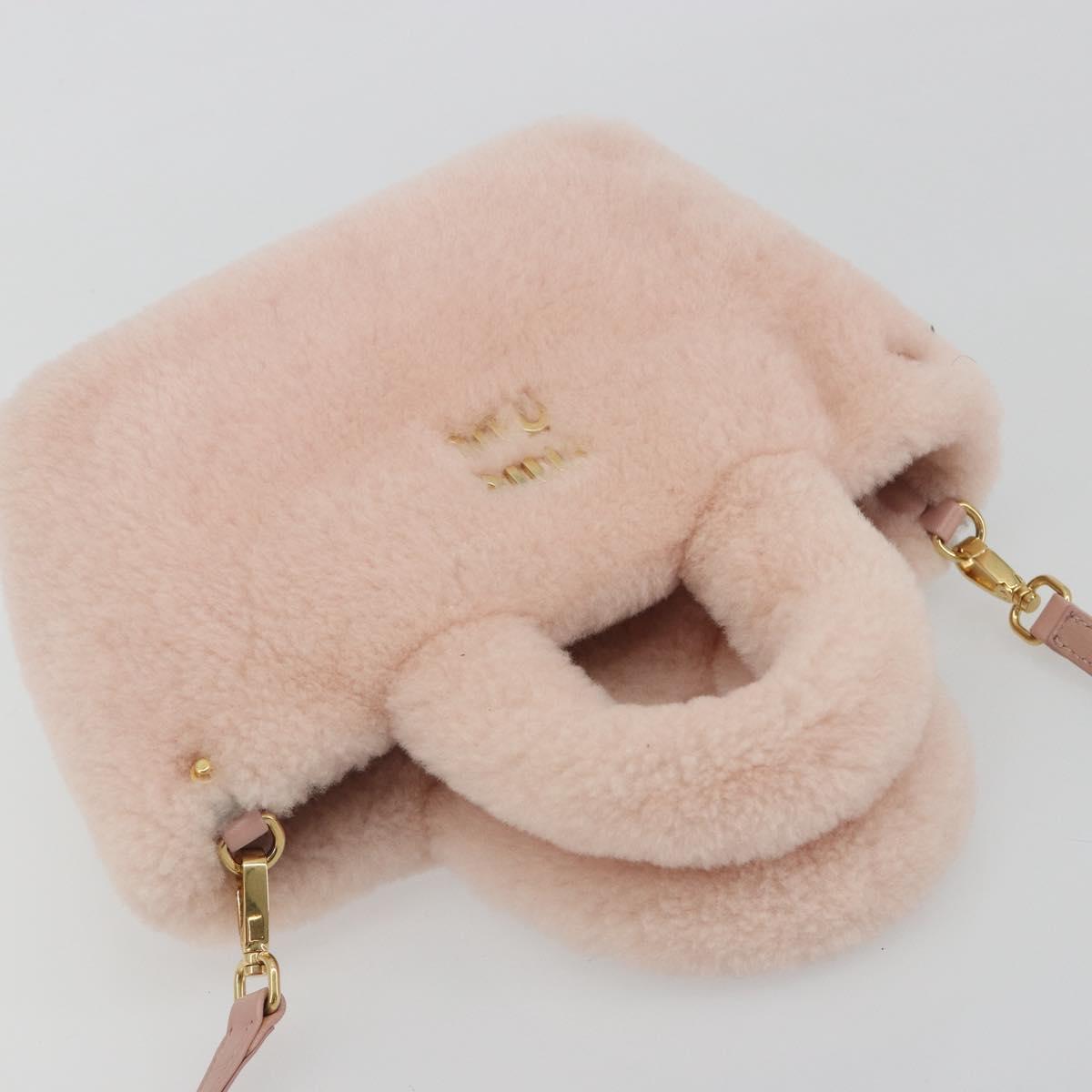 Miu Miu Hand Bag Fur 2way Pink Gold Tone Auth 191761SM