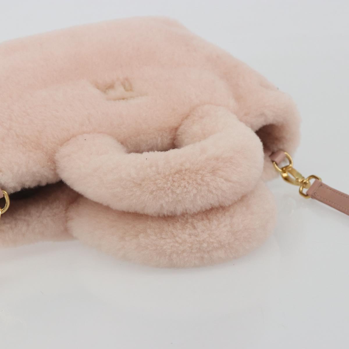 Miu Miu Hand Bag Fur 2way Pink Gold Tone Auth 191761SM