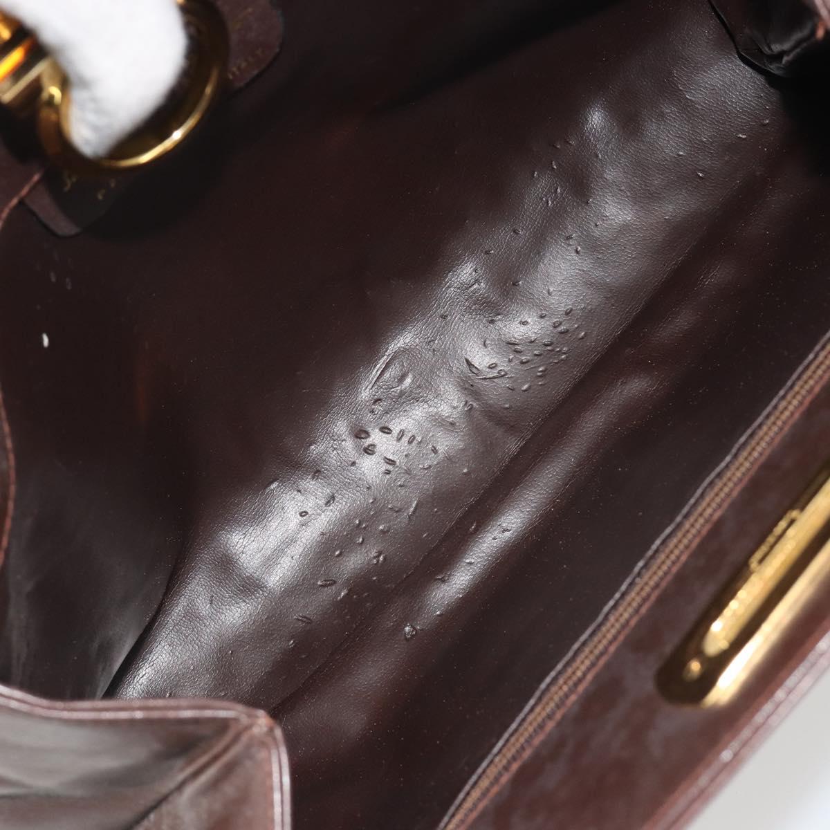 Salvatore Ferragamo Gancini Chain Shoulder Bag Leather Brown Gold Auth 191763