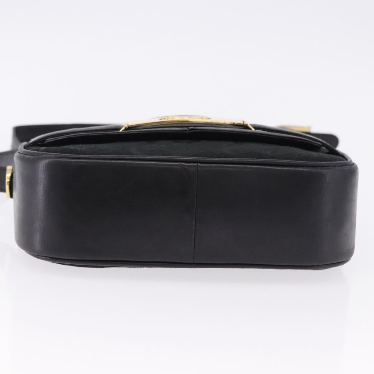 CELINE C Saluki Horse Carriage Shoulder Bag Black Gold Tone Auth 191767A