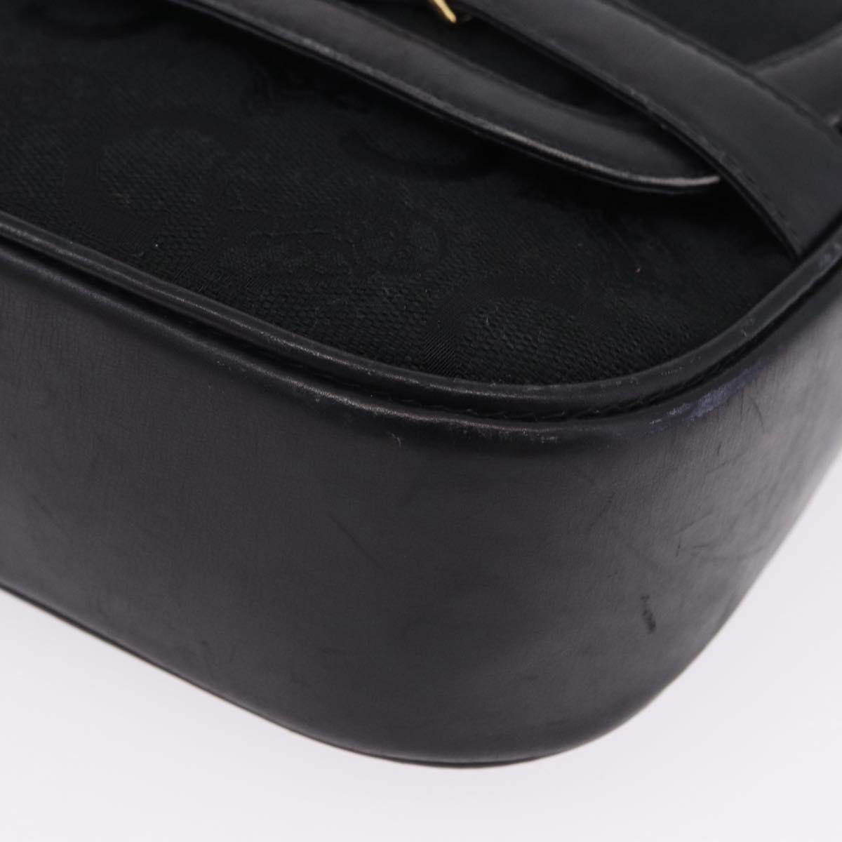 CELINE C Saluki Horse Carriage Shoulder Bag Black Gold Tone Auth 191767A