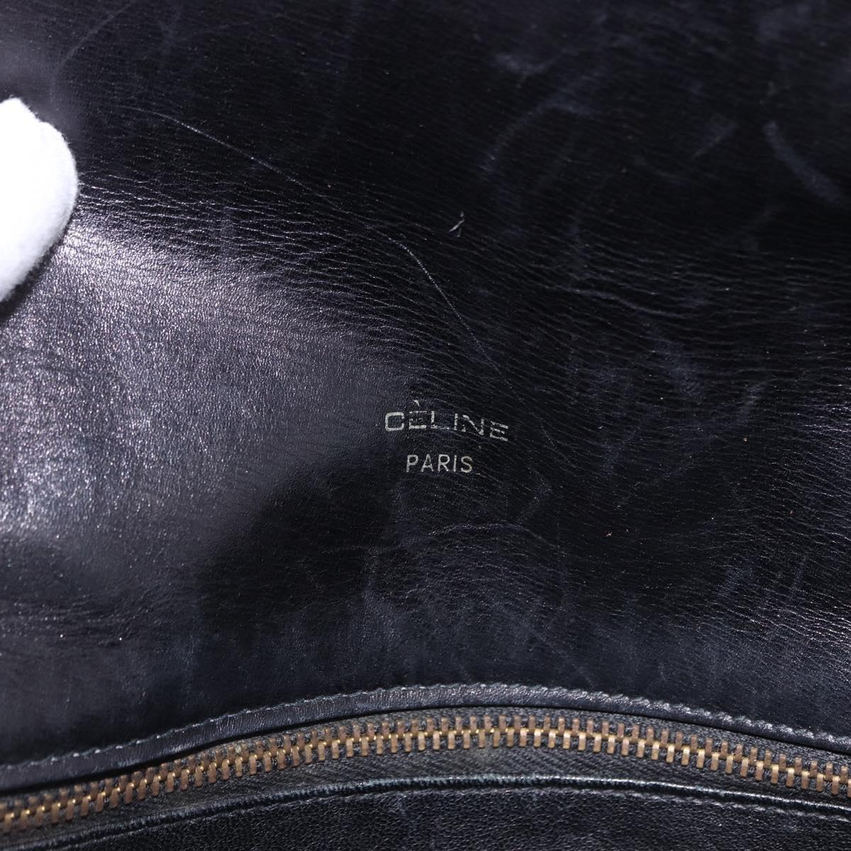 CELINE C Saluki Horse Carriage Shoulder Bag Black Gold Tone Auth 191767A