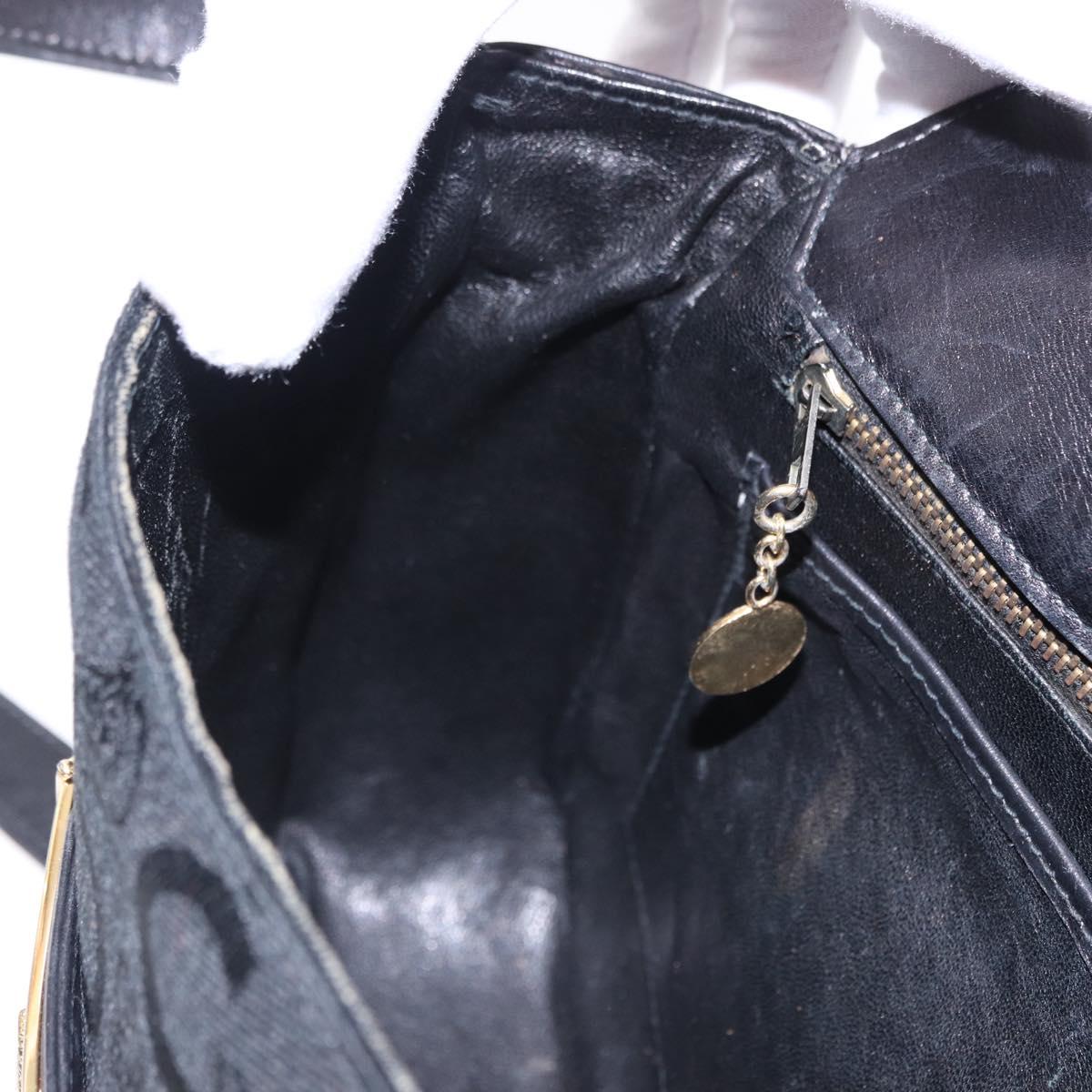 CELINE C Saluki Horse Carriage Shoulder Bag Black Gold Tone Auth 191767A