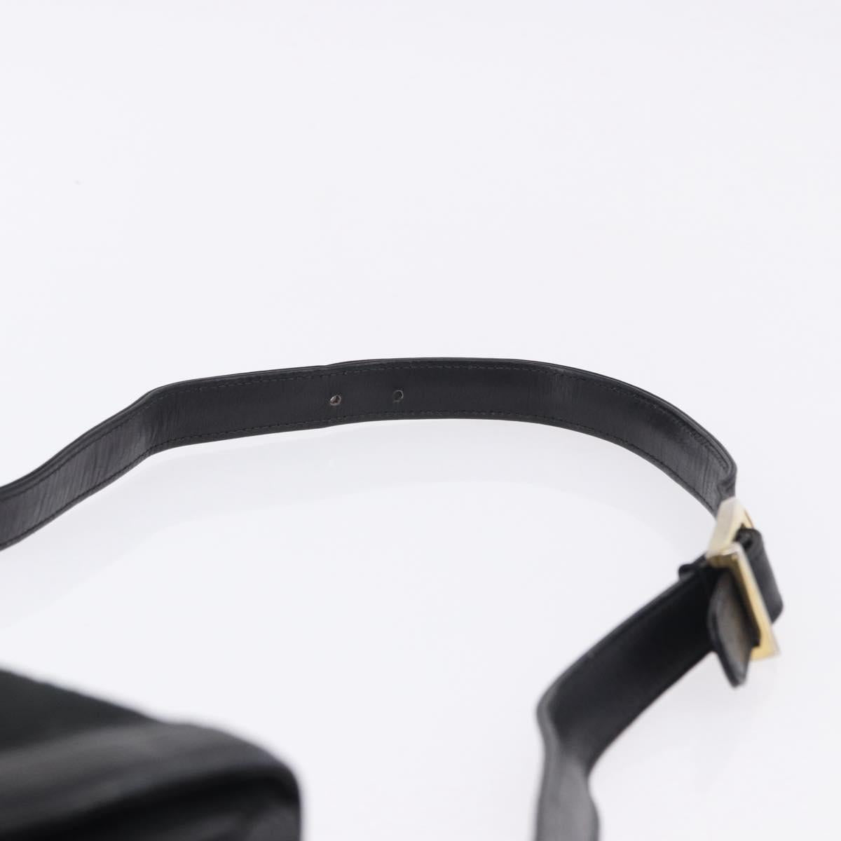 CELINE C Saluki Horse Carriage Shoulder Bag Black Gold Tone Auth 191767A