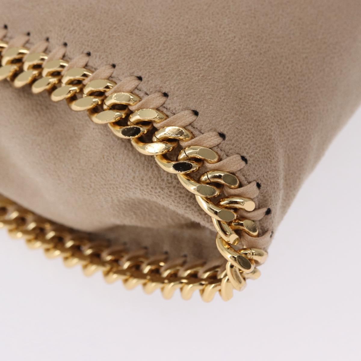 Stella MacCartney Falabella Chain Shoulder Bag Polyester Beige Gold Auth 191768V
