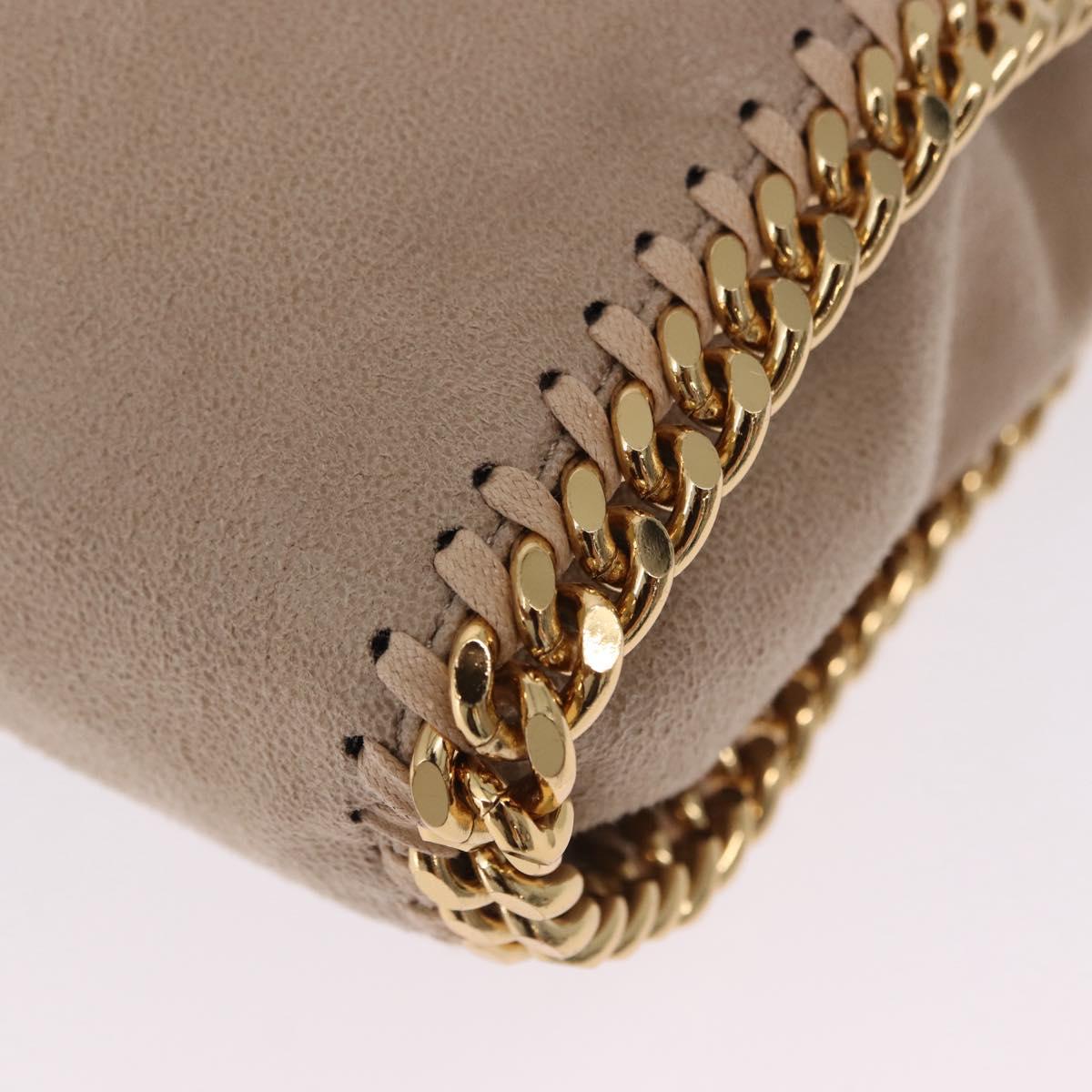 Stella MacCartney Falabella Chain Shoulder Bag Polyester Beige Gold Auth 191768V