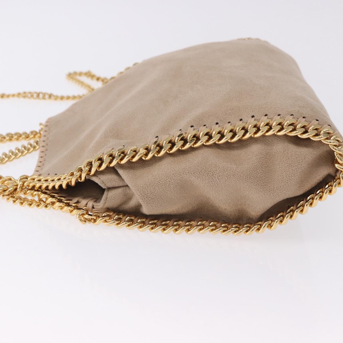 Stella MacCartney Falabella Chain Shoulder Bag Polyester Beige Gold Auth 191768V