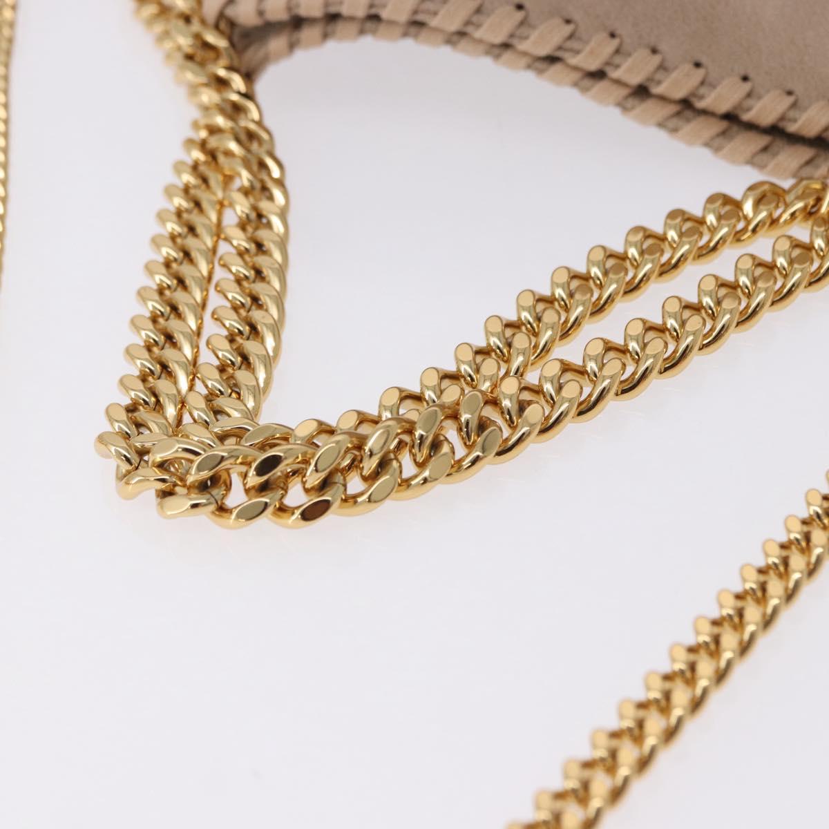 Stella MacCartney Falabella Chain Shoulder Bag Polyester Beige Gold Auth 191768V