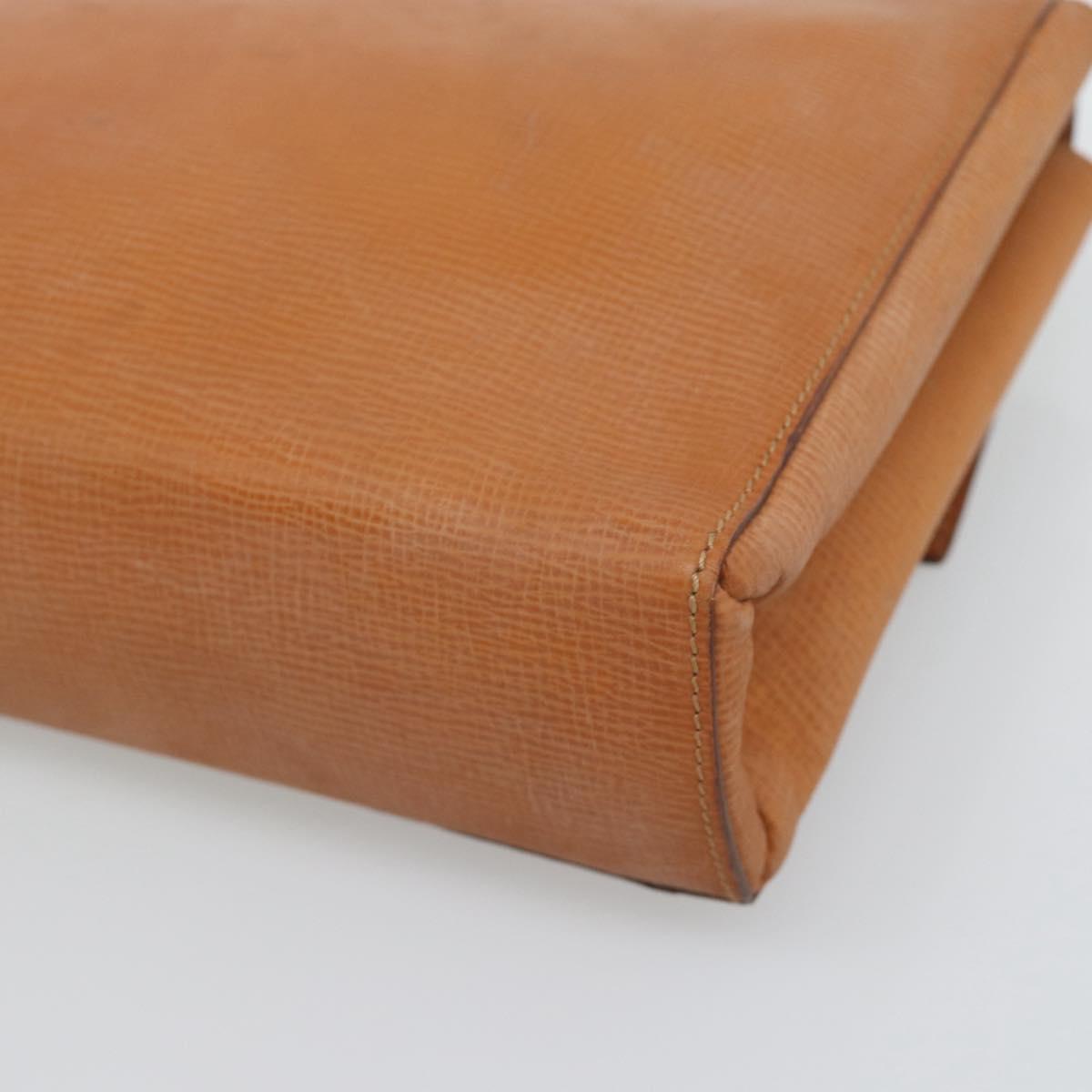 CELINE Circle Shoulder Bag Leather Brown Gold Tone Auth 191769