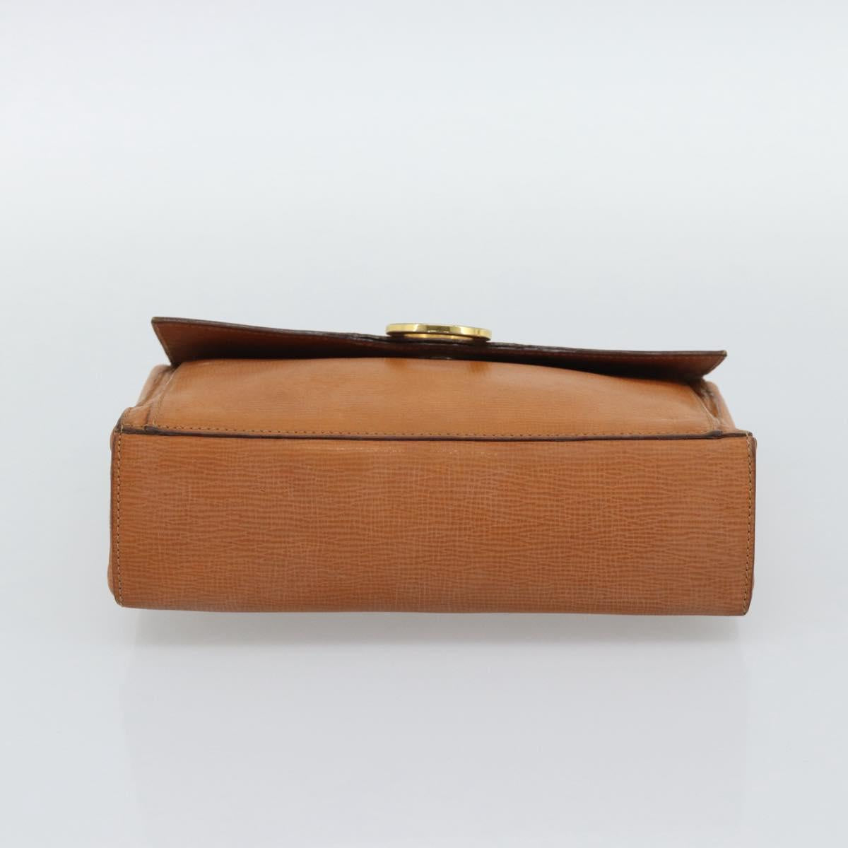 CELINE Circle Shoulder Bag Leather Brown Gold Tone Auth 191769