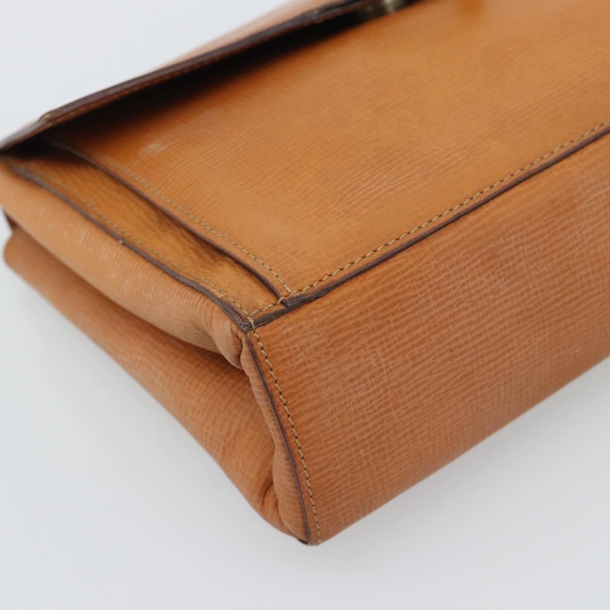 CELINE Circle Shoulder Bag Leather Brown Gold Tone Auth 191769
