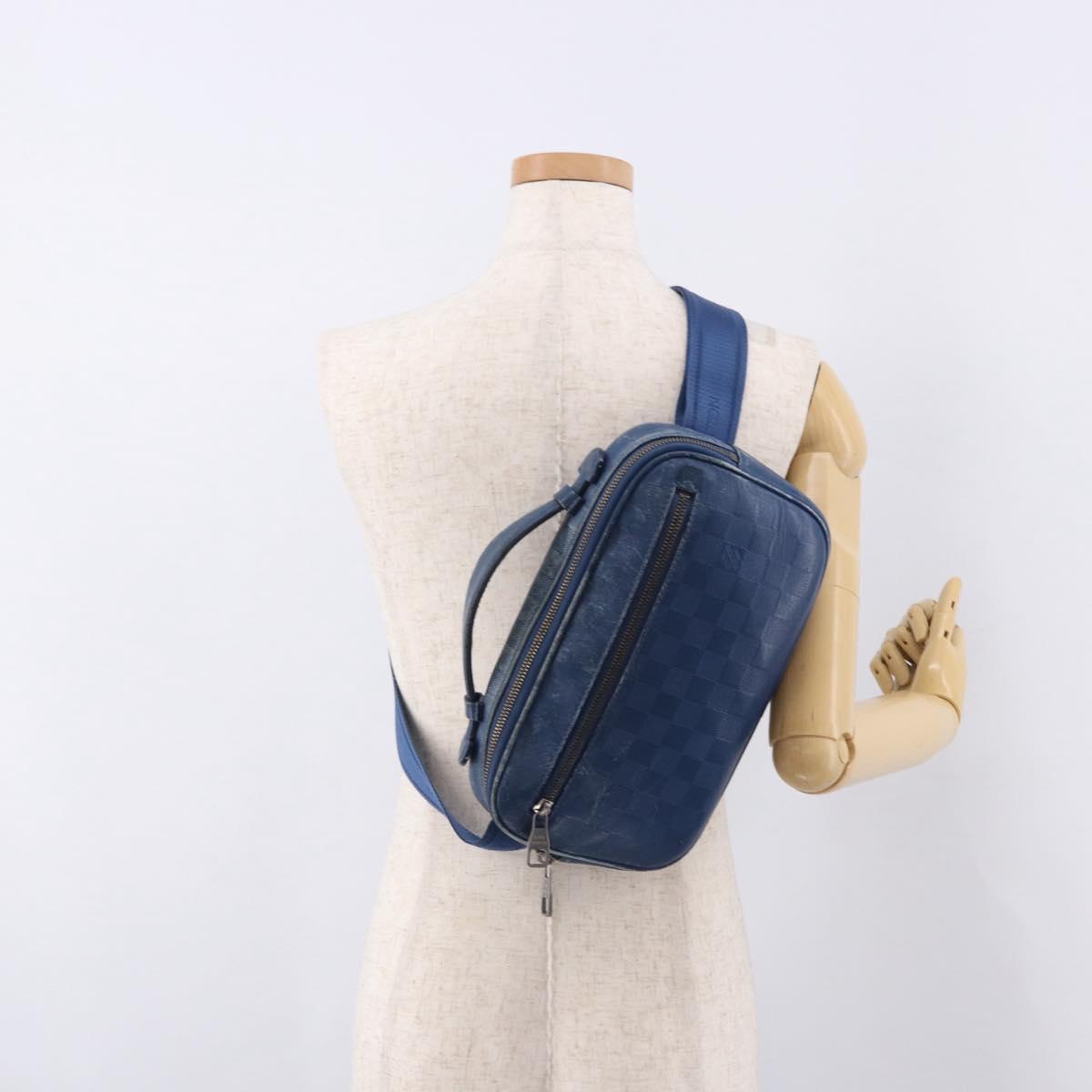 LOUIS VUITTON Damier Infini Ambreil Shoulder Bag Neptune N41354 LV Auth 191781