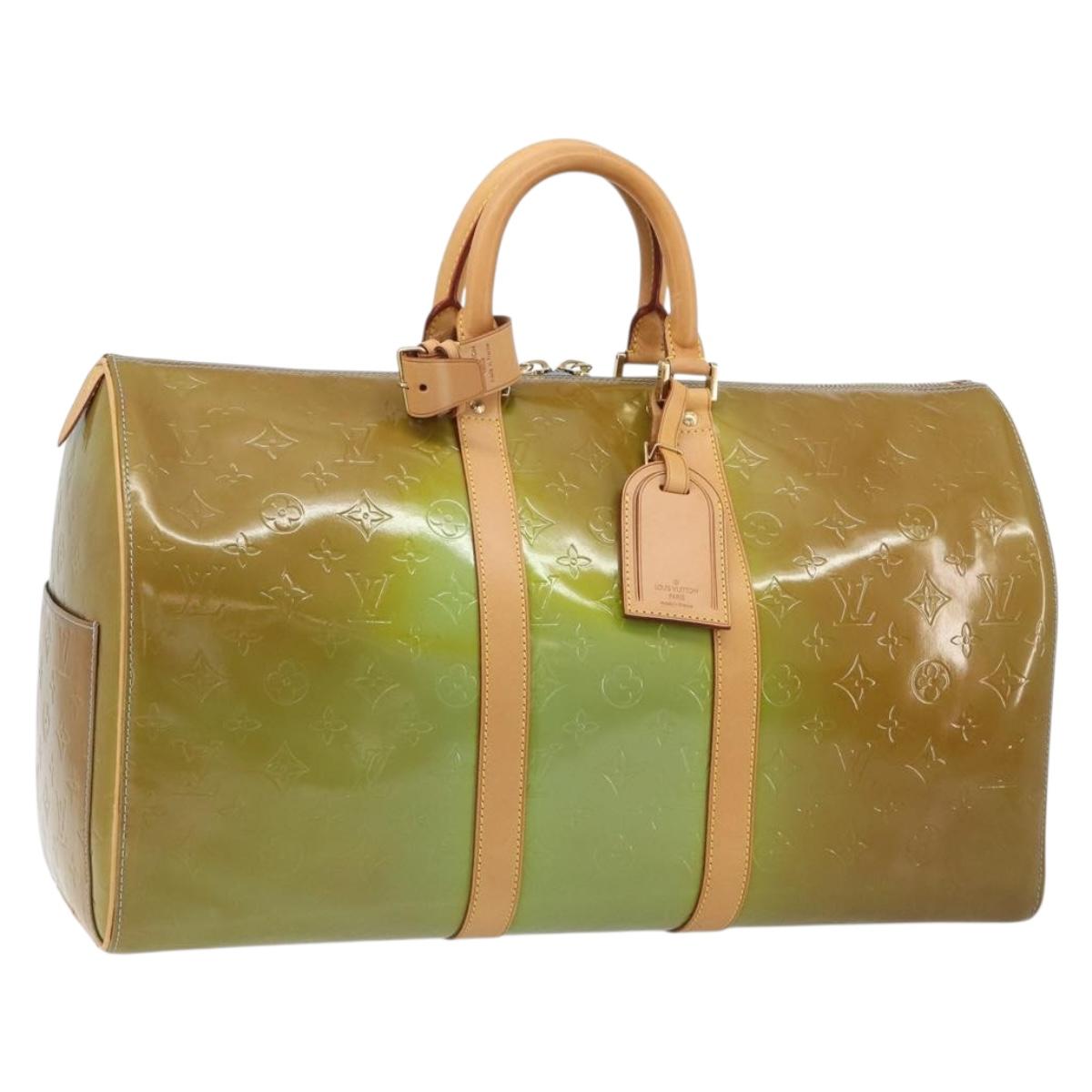 LOUIS VUITTON Monogram Vernis Mercer Boston Bag Baby Blue M91001 LV Auth 191782