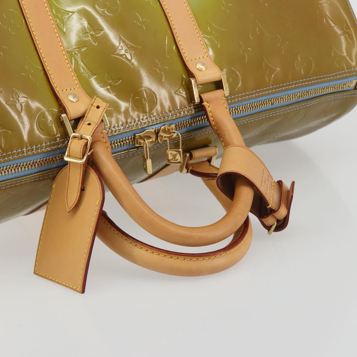 LOUIS VUITTON Monogram Vernis Mercer Boston Bag Baby Blue M91001 LV Auth 191782