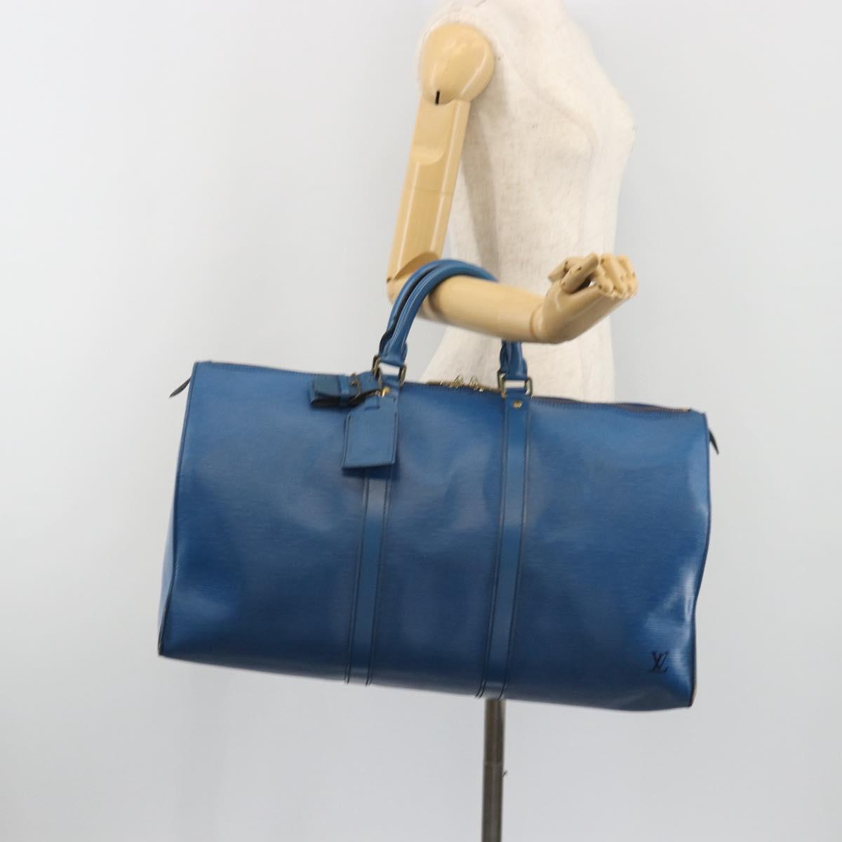 LOUIS VUITTON Epi Keepall 55 Boston Bag Blue M42955 LV Auth 191783A