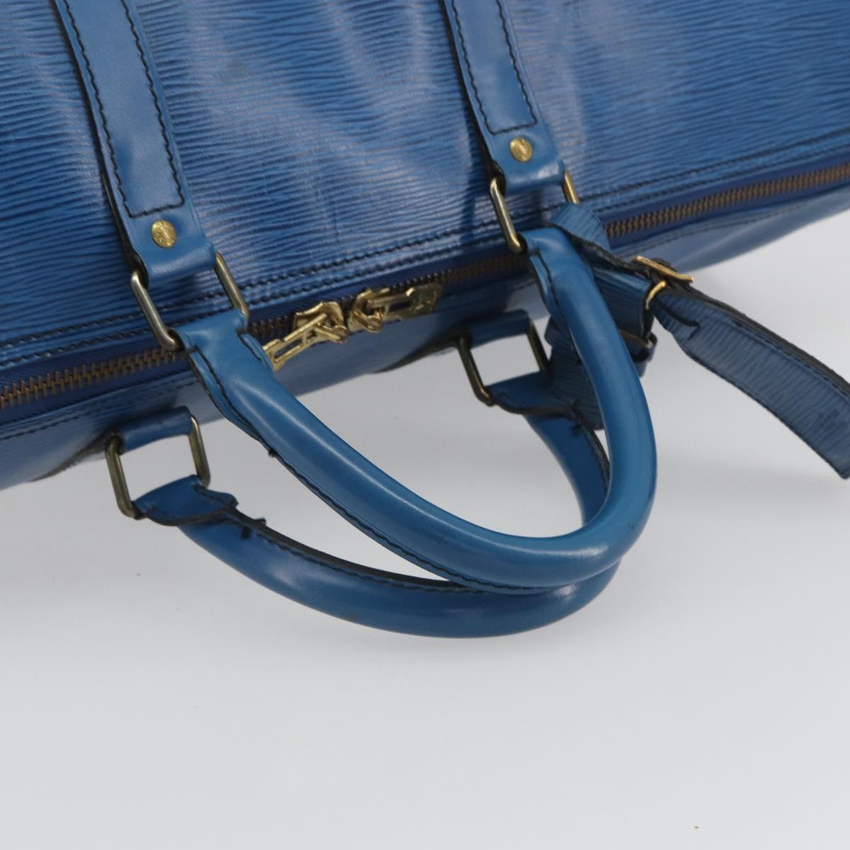 LOUIS VUITTON Epi Keepall 55 Boston Bag Blue M42955 LV Auth 191783A