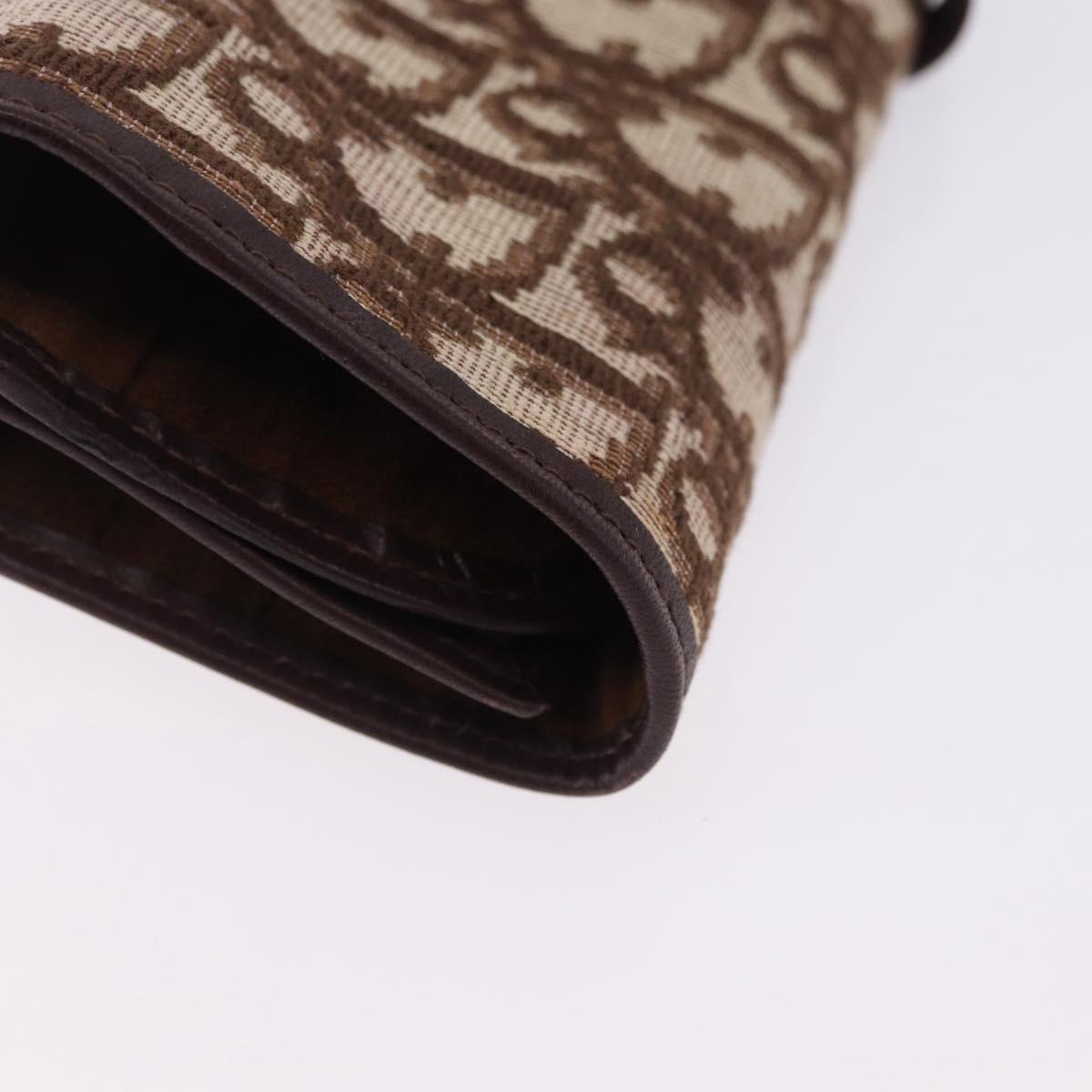 Christian Dior Trotter Canvas Accessory Case Brown Gold Tone Auth 191790V