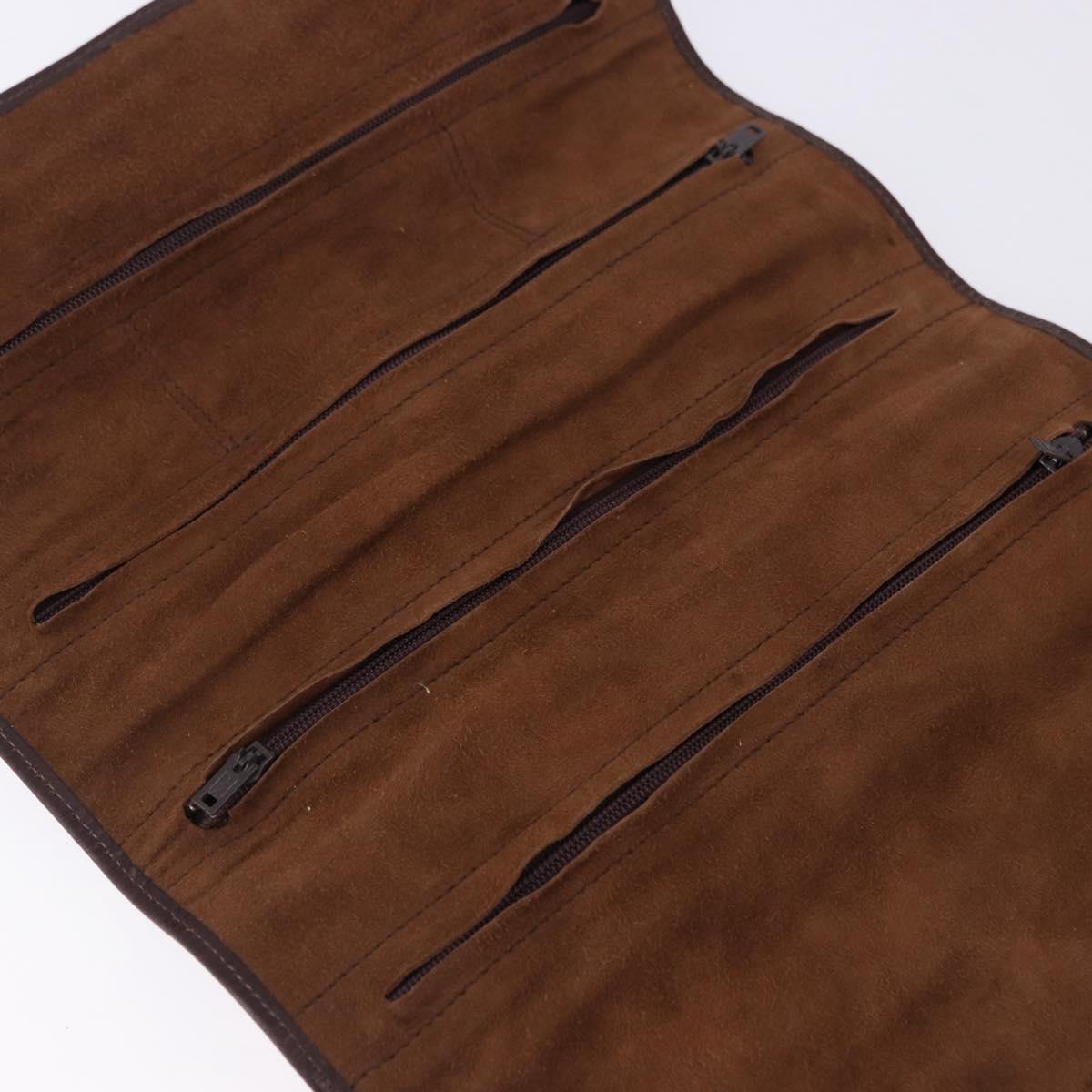 Christian Dior Trotter Canvas Accessory Case Brown Gold Tone Auth 191790V