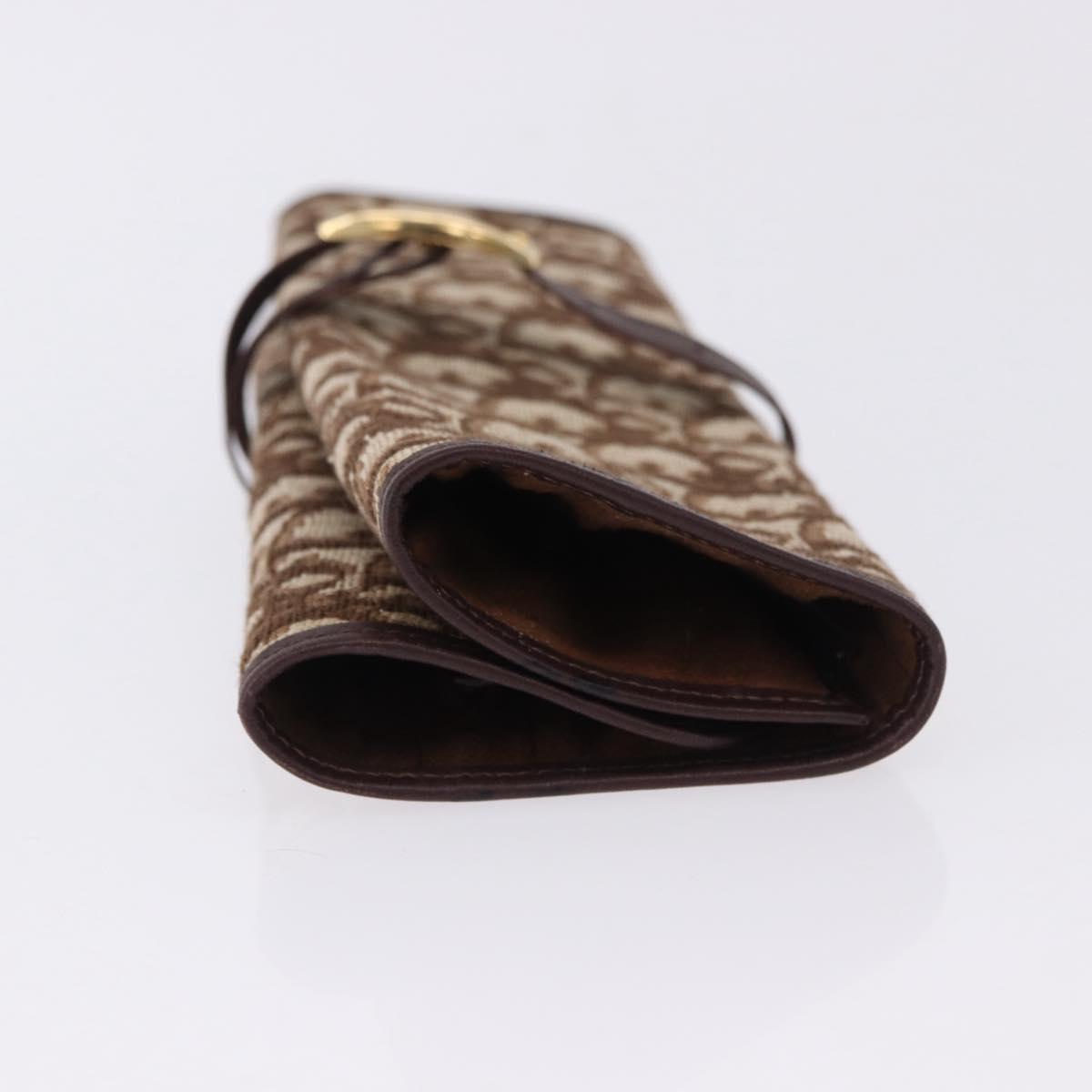 Christian Dior Trotter Canvas Accessory Case Brown Gold Tone Auth 191790V