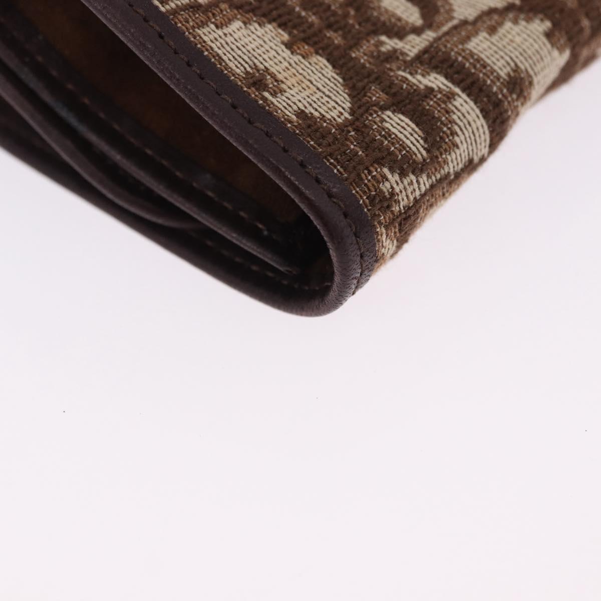 Christian Dior Trotter Canvas Accessory Case Brown Gold Tone Auth 191790V