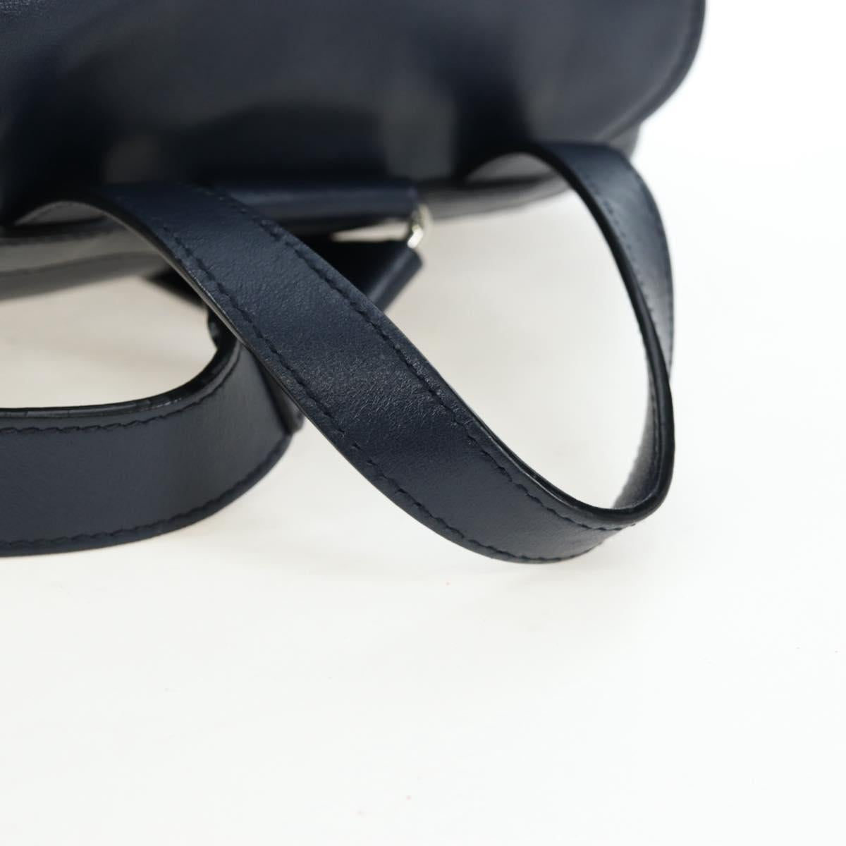 PRADA Backpack Leather Navy Silver Auth 191791V