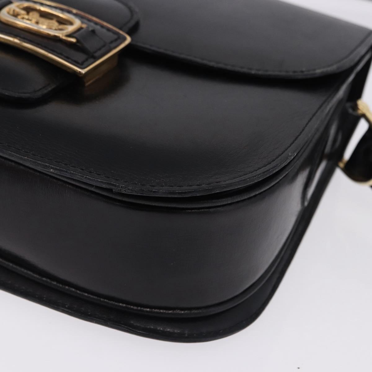 CELINE Horse Carriage Shoulder Bag Leather Black Auth 191795