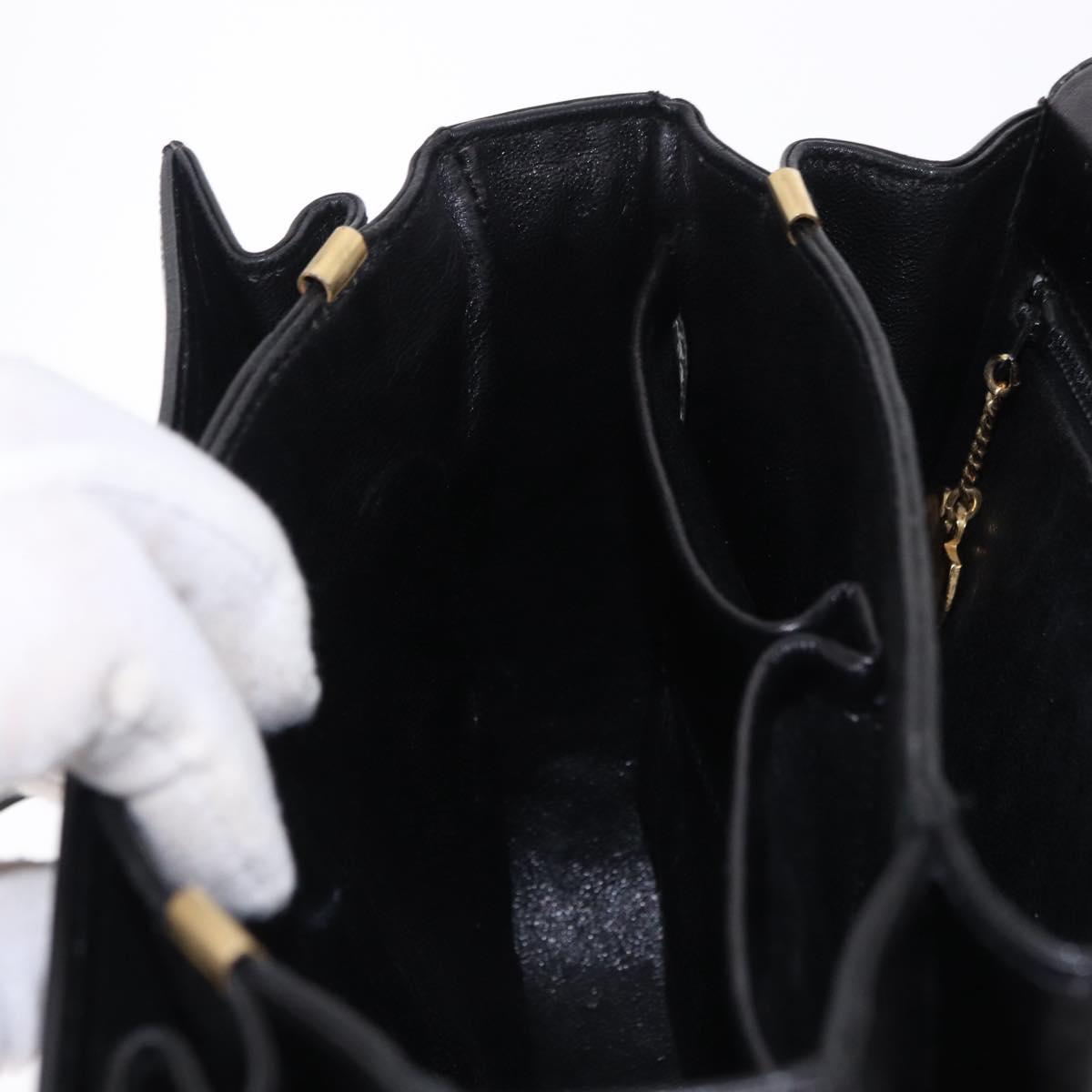 CELINE Horse Carriage Shoulder Bag Leather Black Auth 191795