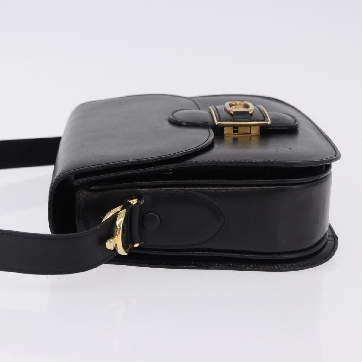 CELINE Horse Carriage Shoulder Bag Leather Black Auth 191795