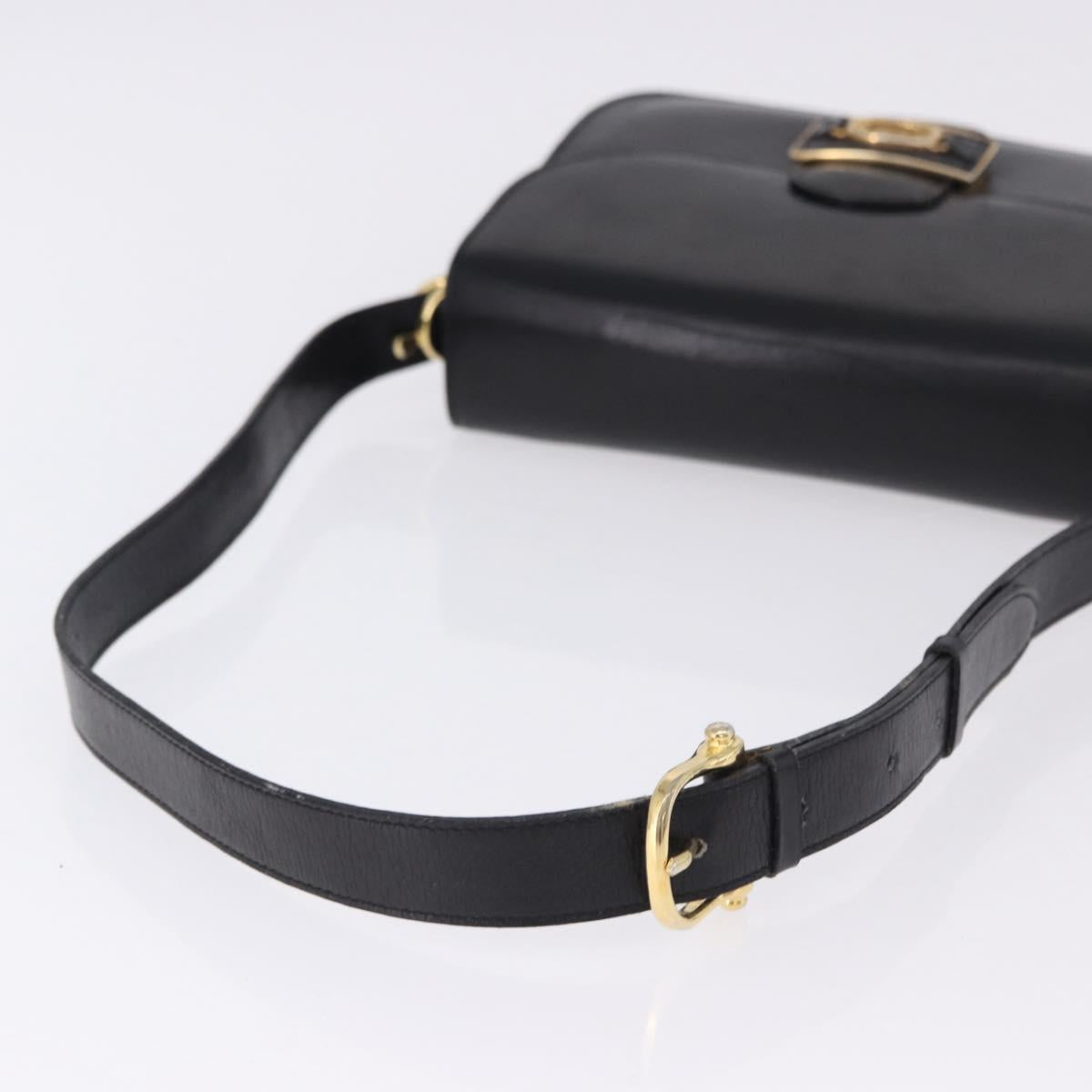 CELINE Horse Carriage Shoulder Bag Leather Black Auth 191795